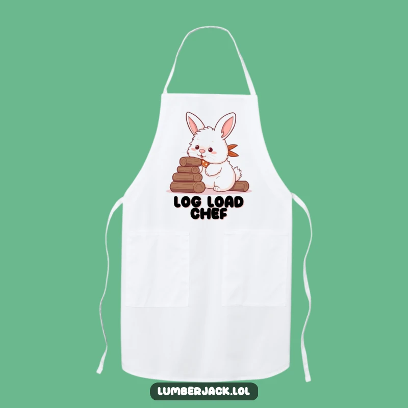 Funny Rabbit Log Stacker Apron - Kitchen Fun & Woodland Charm Gift