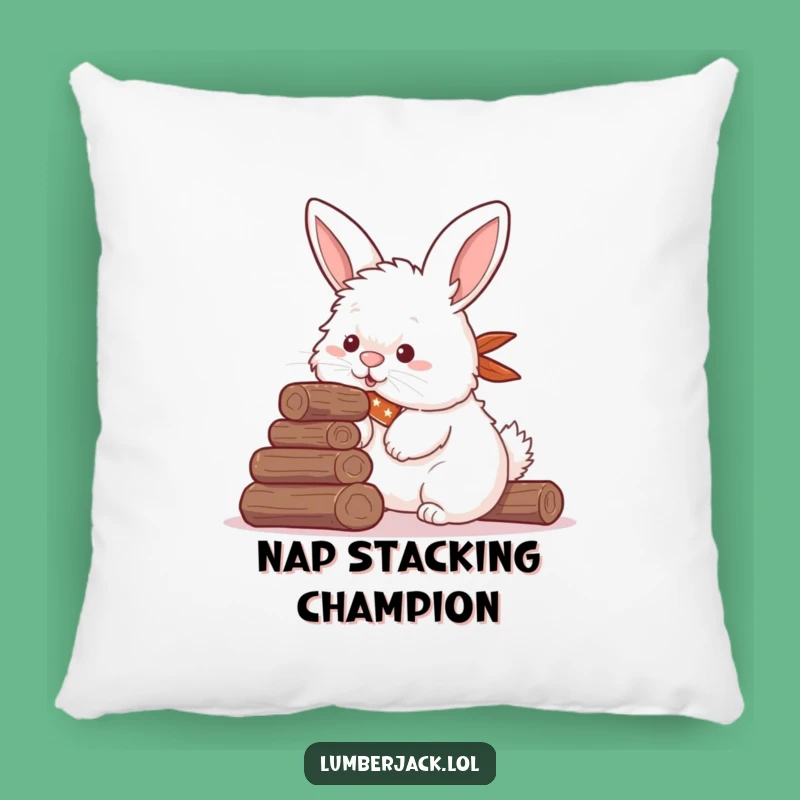 Funny Rabbit Log Stacker Pillow - Soft & Comical Home Decor Accent