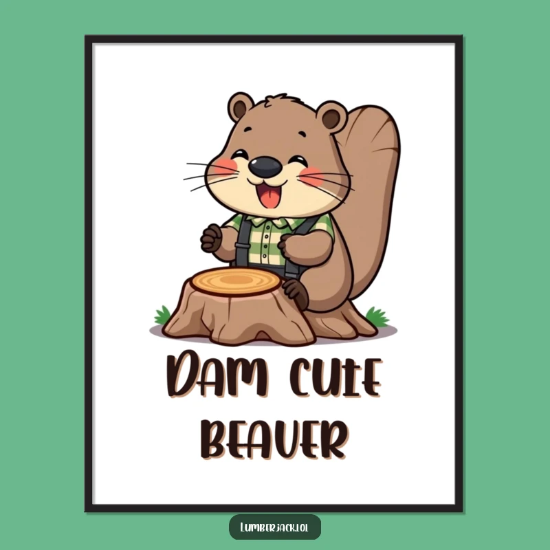 Funny Beaver Builder Digital Art Print: Instant Woodland Humor for Walls