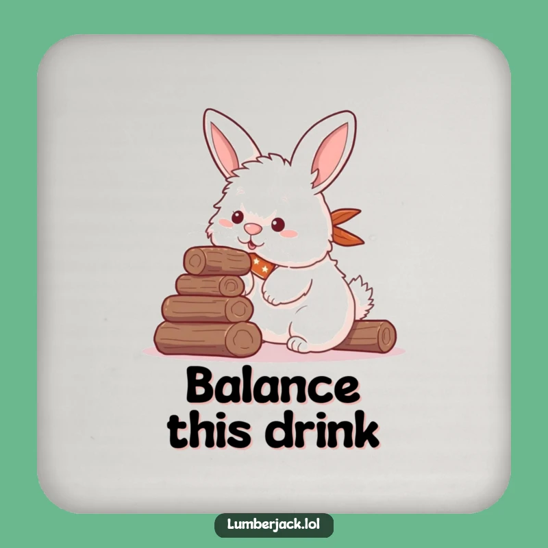 Funny Rabbit Log Stacker Coaster - Protect Surfaces with Woodland Humor