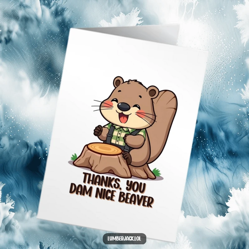 Funny Free Printable Thank You Card featuring a cheerful beaver expressing thanks for hard work and dedication, DIY style.