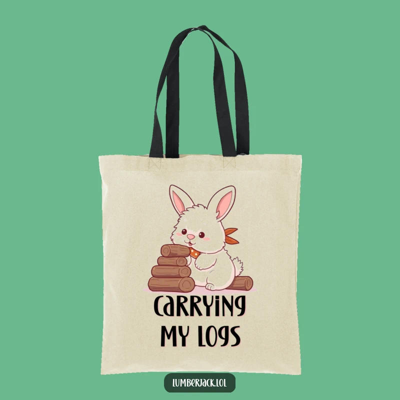 Funny Rabbit Log Stacker Tote Bag - Chic & Comical Woodland Accessory